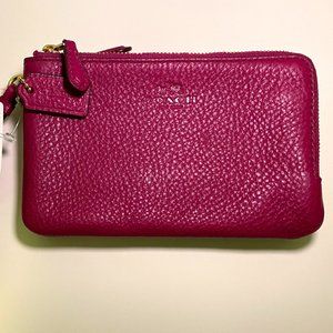 Coach Wristlet Pebbled Leather Double Corner Zip